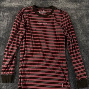 Dutch Bros Pink and Black Striped Tee